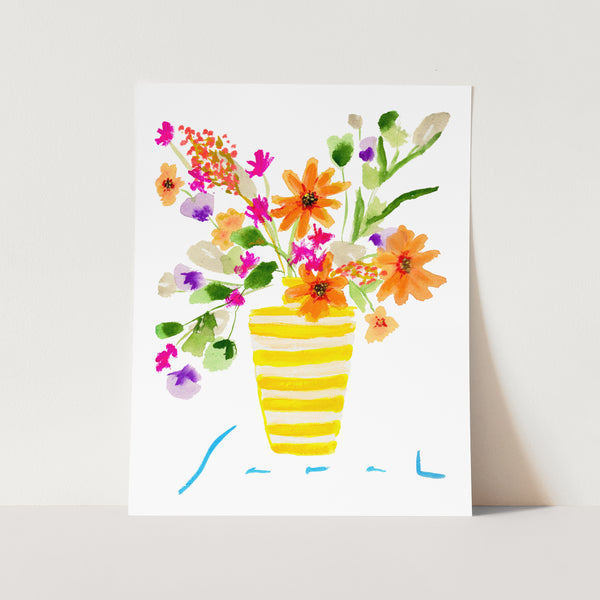 Yellow Striped Vase